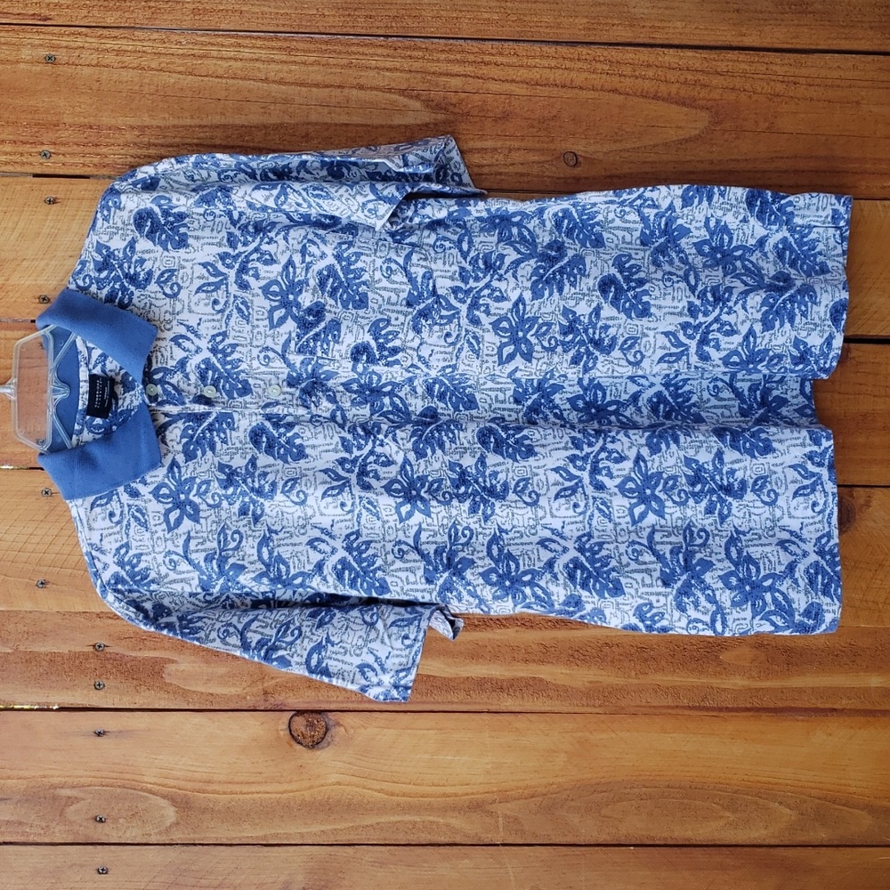 Cambridge Classics Polo Shirt Blue Island Print Medium